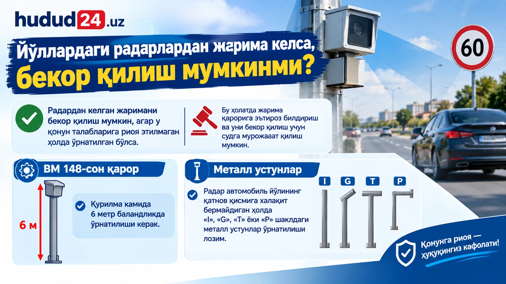 Йўллардаги радарлардан жарима келса, бекор қилиш мумкинми?