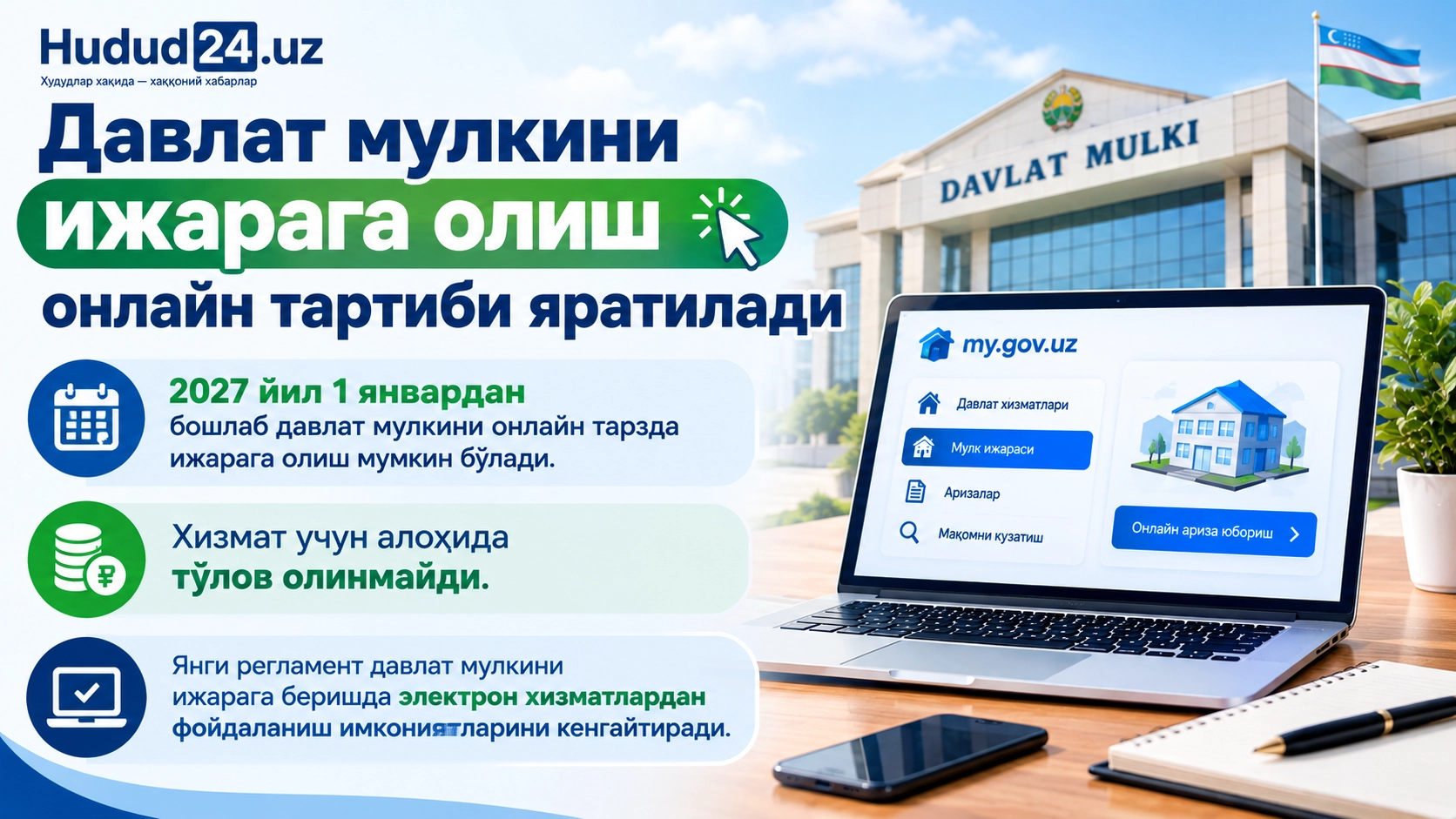 Давлат мулкини ижарага олиш онлайн тартиби яратилади
