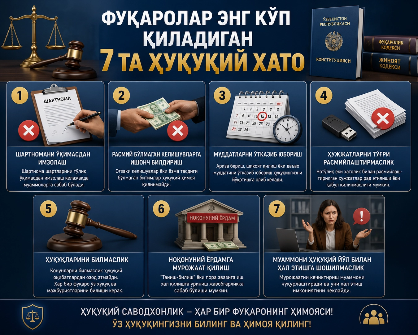 Фуқаролар энг кўп қиладиган 7 та ҳуқуқий хато