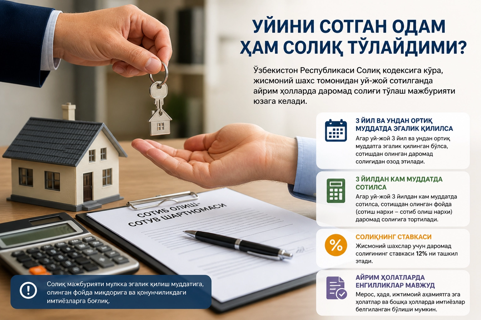Уйини сотган одам ҳам солиқ тўлайдими?