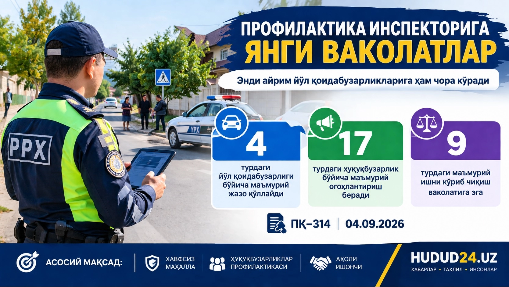 Профилактика инспектори янги ваколатлари нималардан иборат?