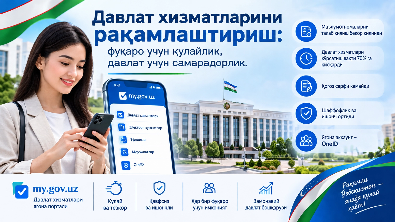 Давлат хизматларини рақамлаштириш: фуқаро учун қулайлик, давлат учун самарадорлик