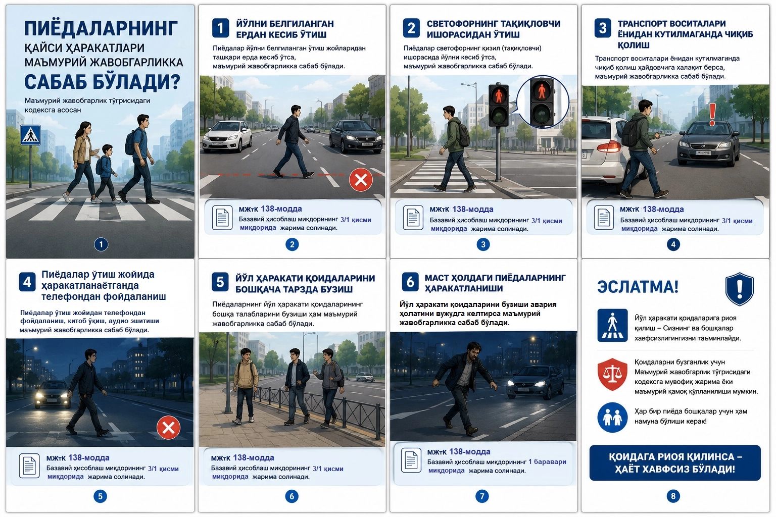 Пиёдаларнинг қайси ҳаракатлари маъмурий жавобгарликка сабаб бўлади?