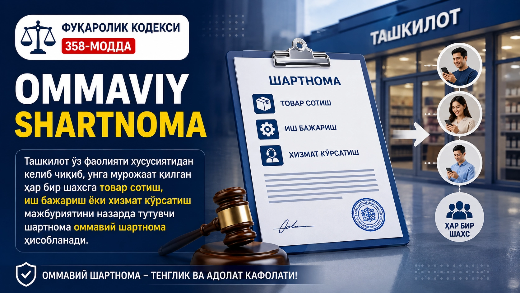 Оммавий шартнома нима ва у қандай тартибда тузилади?