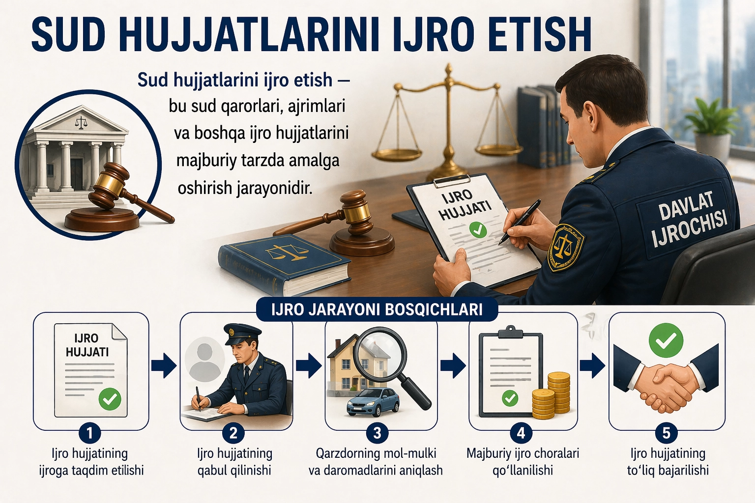 Суд ҳужжатлари ва бошқа органлар ҳужжатларини ижро этишда муҳим 5 жиҳат