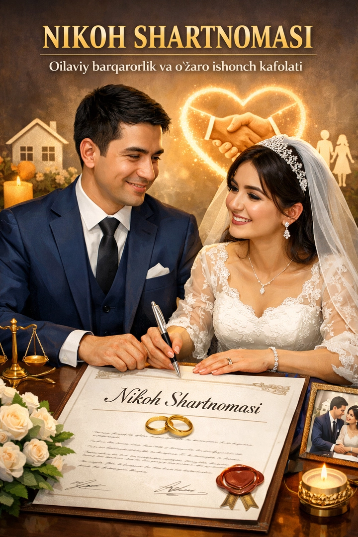 Никоҳ шартномаси — оилавий барқарорлик ва ўзаро ишонч кафолати