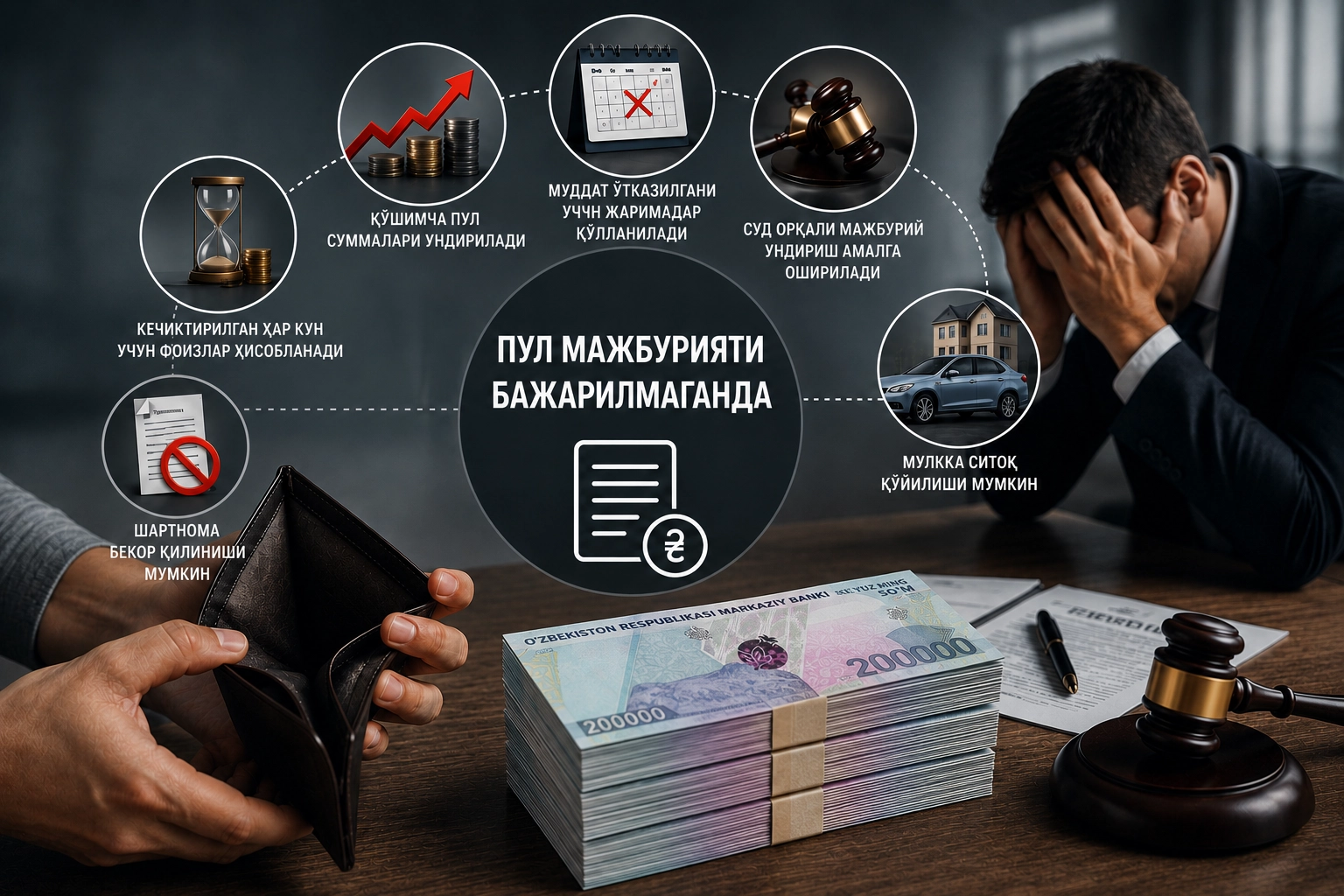 Пул мажбурияти бажарилмаган тақдирда қандай жавобгарлик юзага келади?