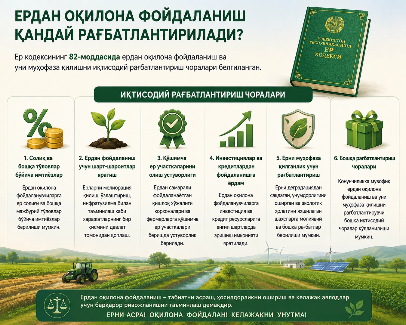 Ердан оқилона фойдаланиш қандай рағбатлантирилади?