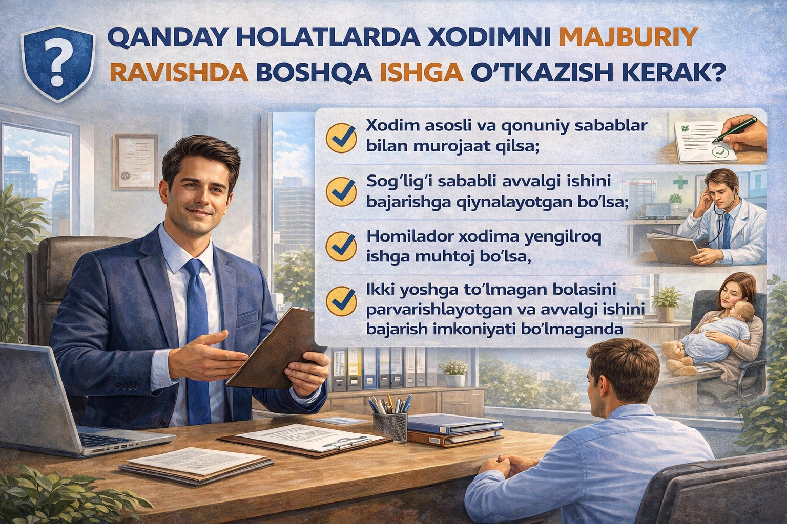 Қандай ҳолатларда ходимни мажбурий равишда бошқа ишга ўтказиш керак?
