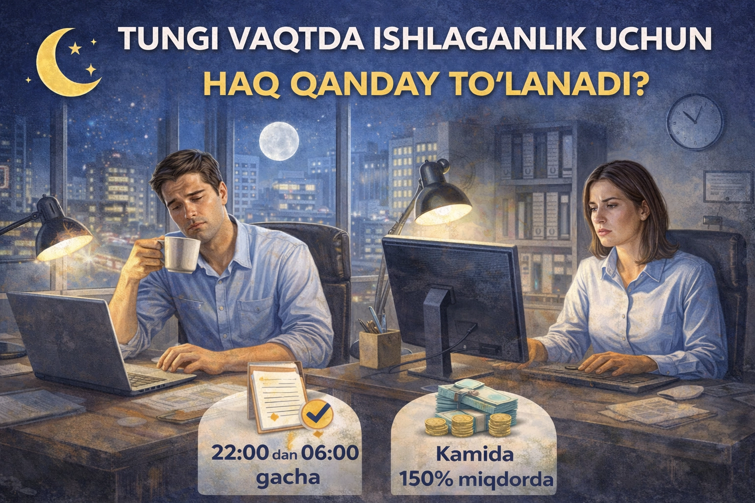 Тунги вақтда ишлаганлик учун ҳақ қандай тўланади?