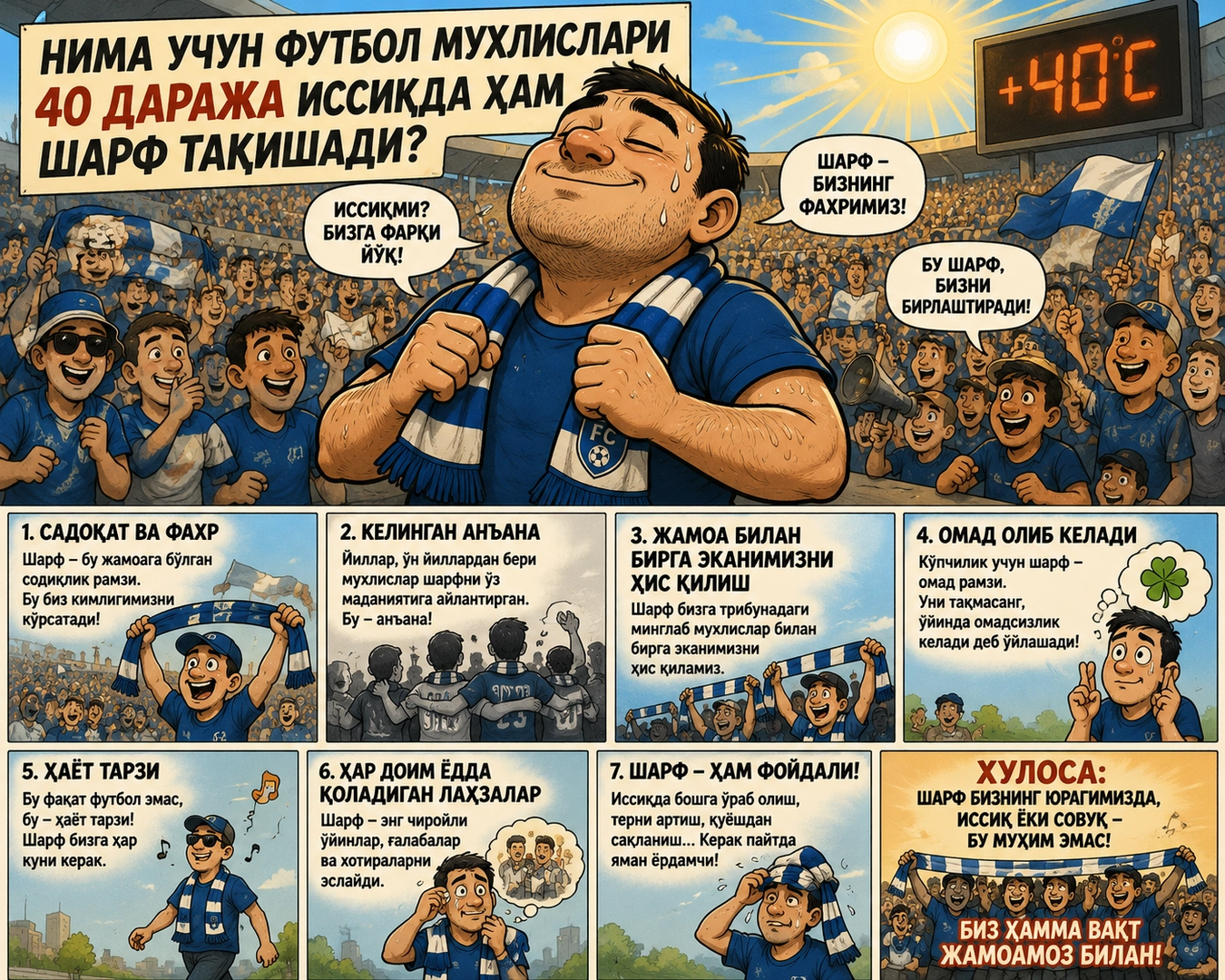 Нима учун футбол мухлислари 40 даража иссиқда ҳам шарф тақишади?