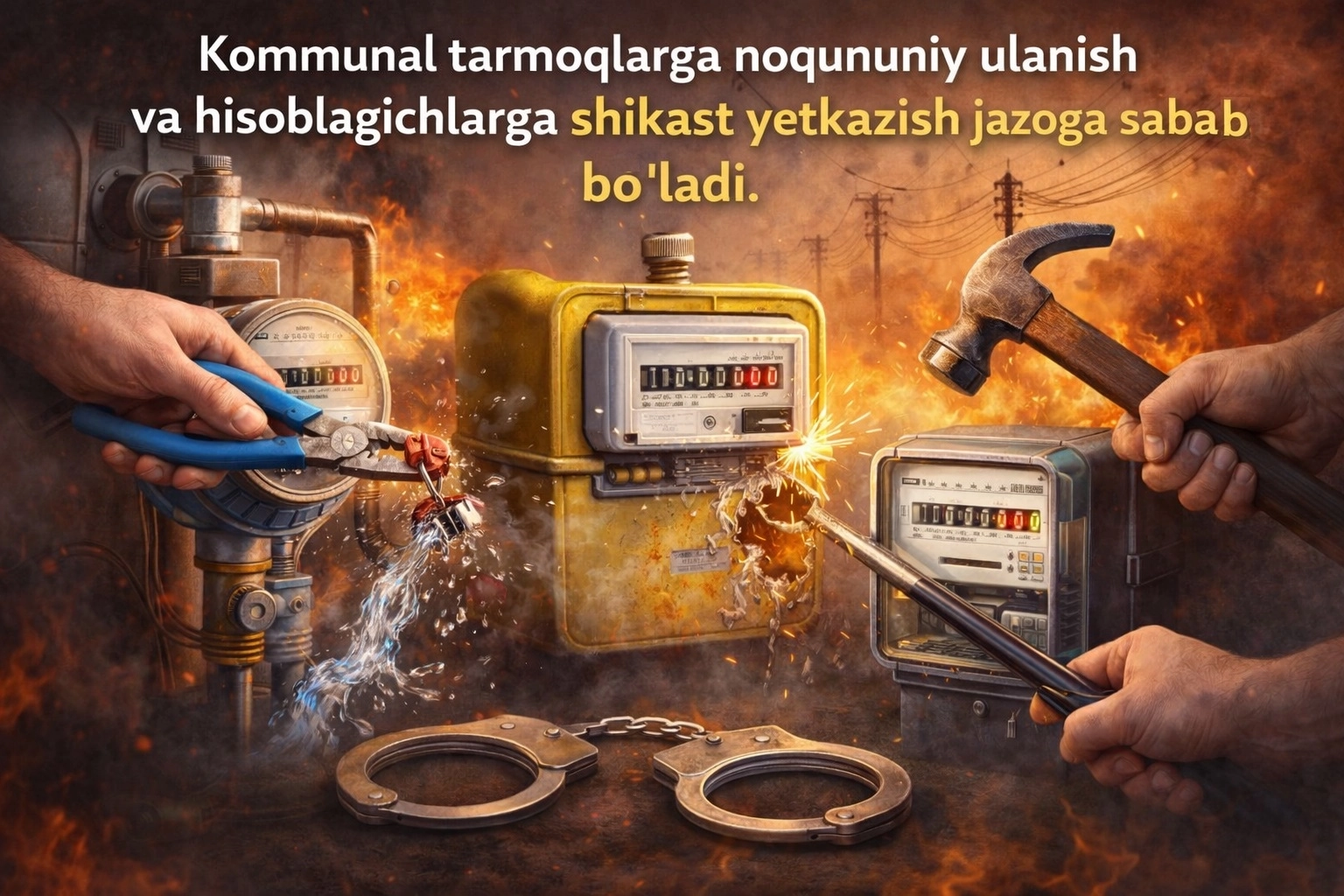 Коммунал тармоқларга ноқонуний уланиш ва ҳисоблагичларга шикаст етказишга қандай жазо бор?