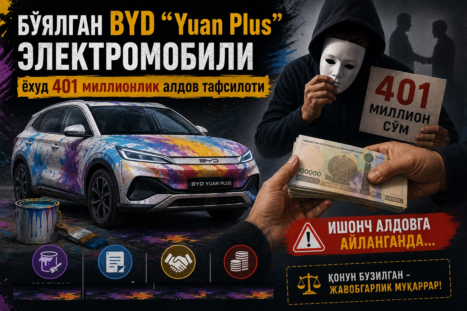 Бўялган электромобиль  ёхуд 401 миллионлик алдов тафсилоти