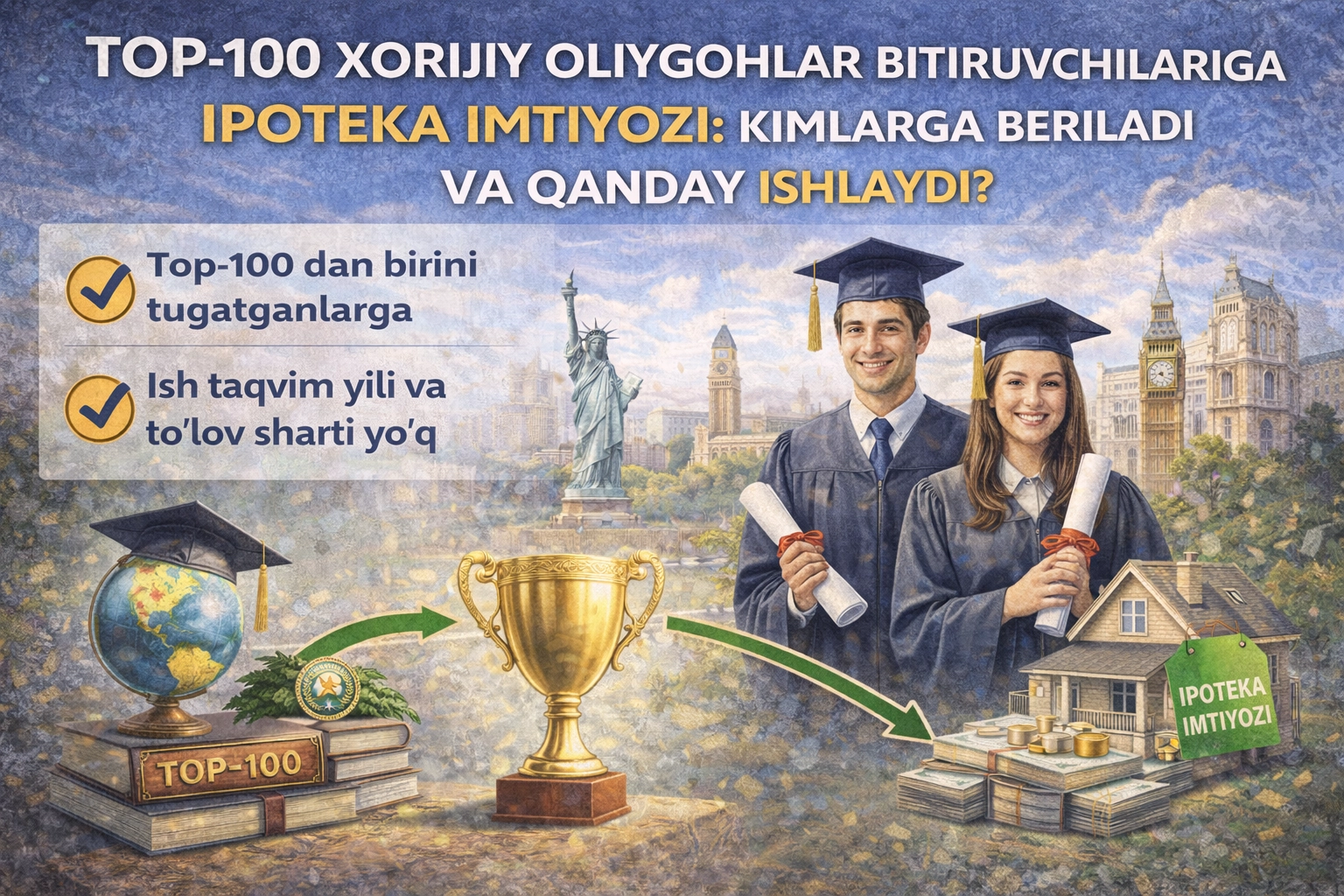 Топ-100 хорижий олийгоҳлар битирувчиларига ипотека имтиёзи: кимларга берилади ва қандай ишлайди?