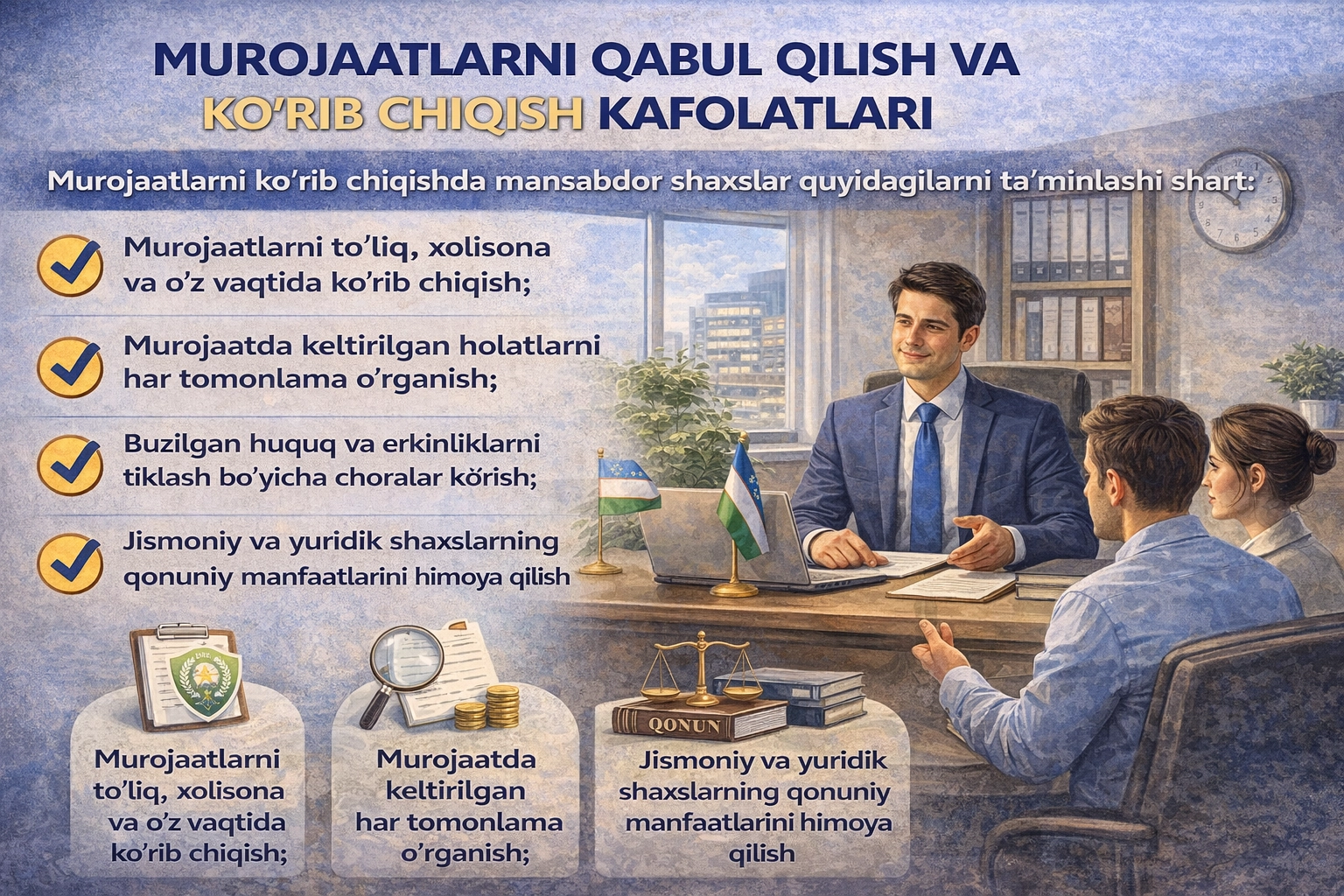 Мурожаатларни қабул қилиш ва кўриб чиқиш кафолатлари