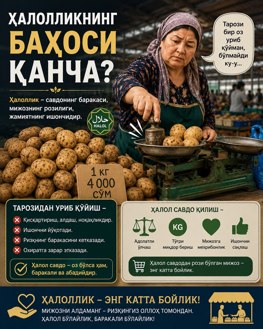 Ҳалолликнинг баҳоси қанча?