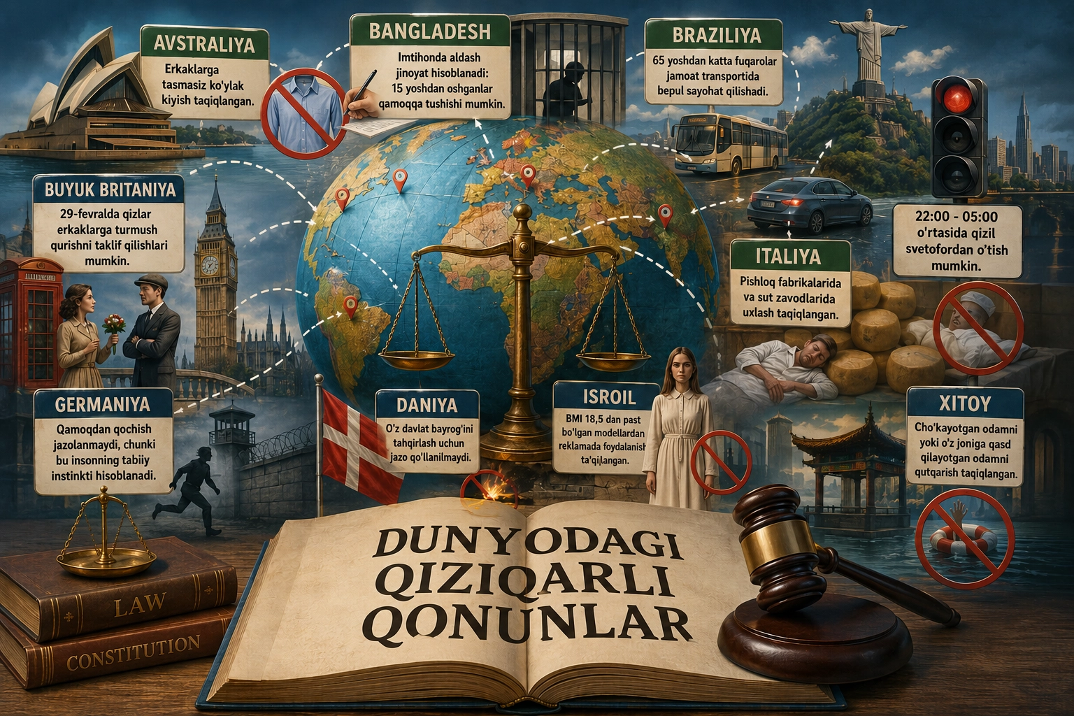 Қизил чироқдан ўтиш мумкинми? Дунёдаги энг қизиқ қонунлар ҳақида